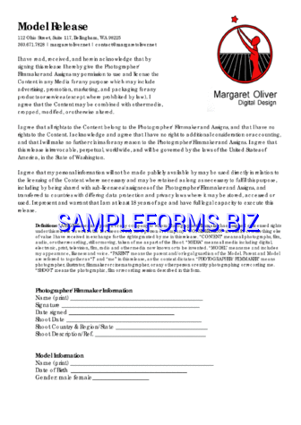 Ohio Model Release Form 3 pdf free